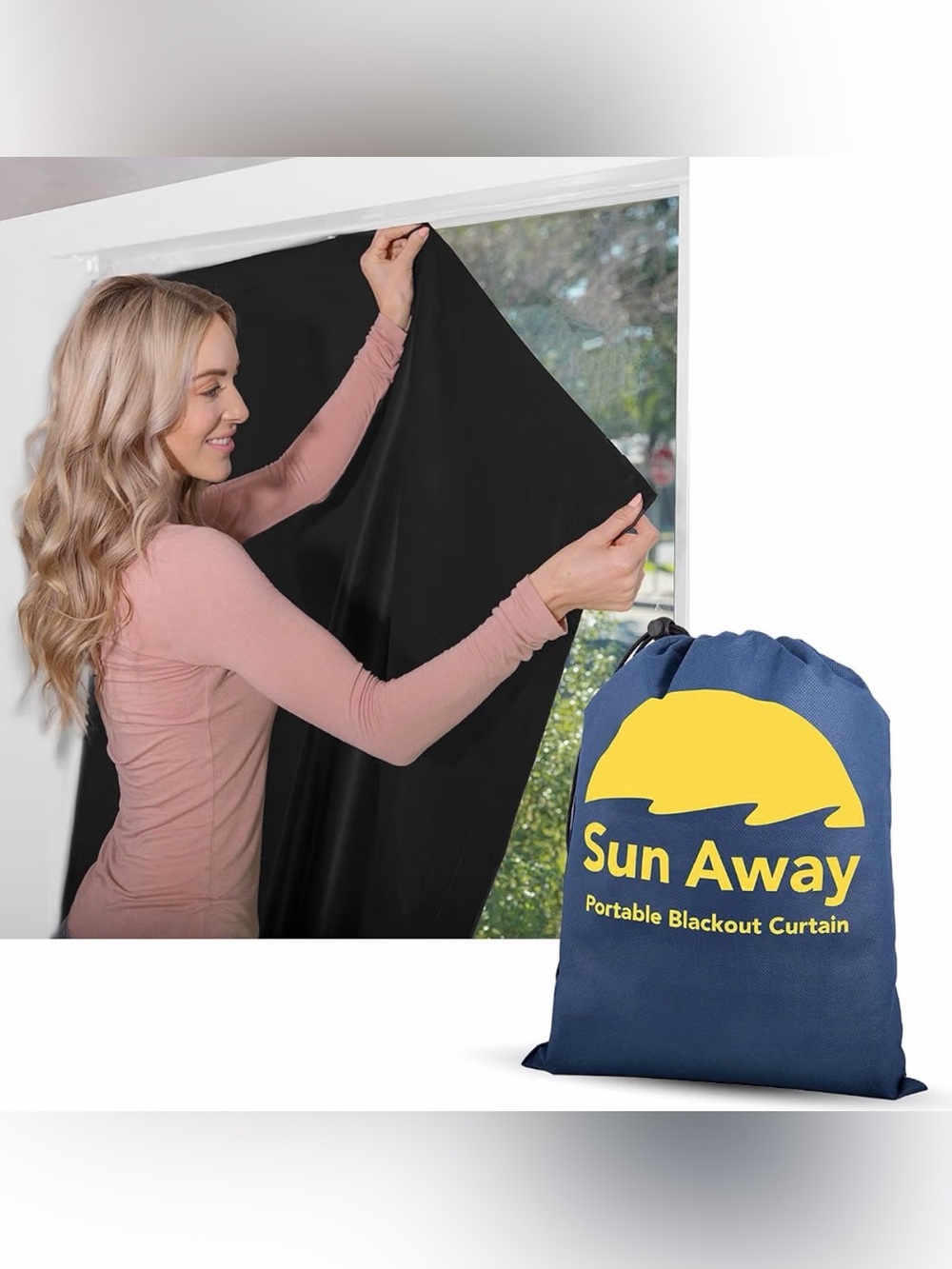 EUC! Sun Away Portable Blackout Curtain with Suction Cups - Easy Install